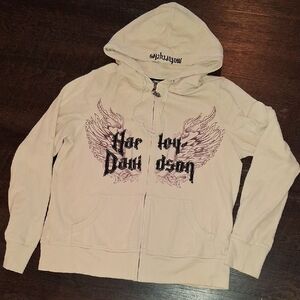Harley-Davidson Cream Hoodie with Winged Logo